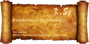 Kenderesi Szixtusz névjegykártya